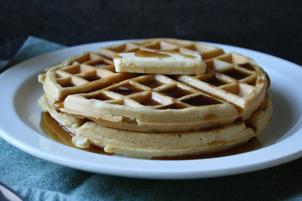 Waffles made with nutritious einkorn flour which are so light and fluffy they remind me of clouds!