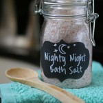 A really simple DIY bath salt recipe that contains sleep promoting ingredients for children, including a special kid-safe Nighty-night essential oil.