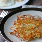 There's nothing better than homemade crispy hash browns slathered with ketchup and accompanied with a backyard egg. Good-bye packaged hash browns, hello homemade delicious-ness.